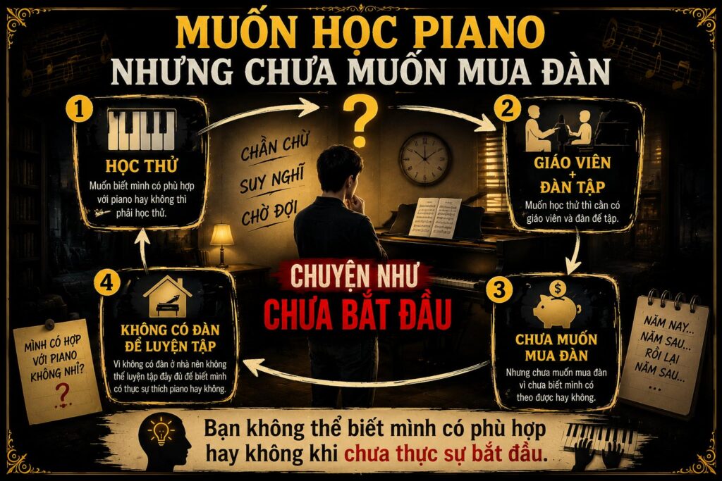 Muốn học piano nhưng chưa muốn mua đàn