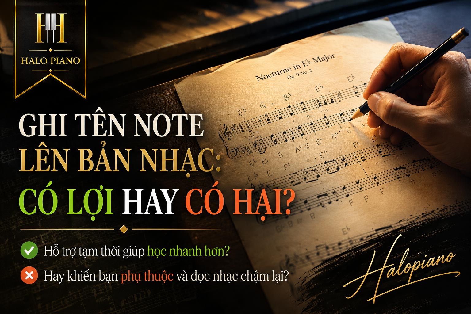 Ghi tên note lên bản nhạc có lợi hay hại?