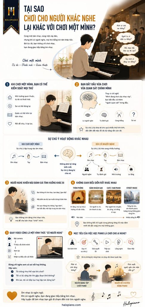Tại sao chơi cho người khác nghe lại khác với chơi một mình